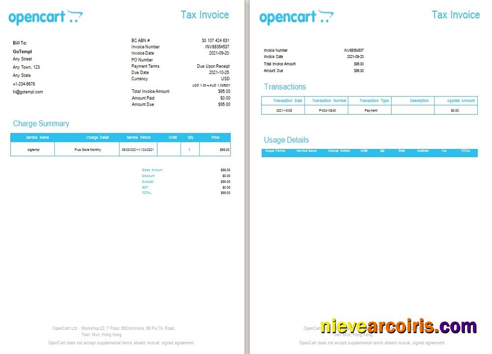 Hong Kong OpenCart tax invoice